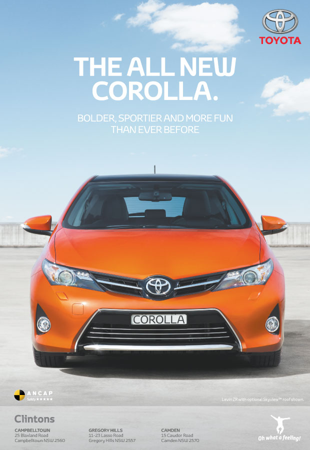 Clinton's Toyota All New Corolla advertisement - automotive video production and motion design
